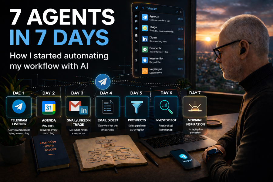 Man looks at screen - 7 agents in 7 days